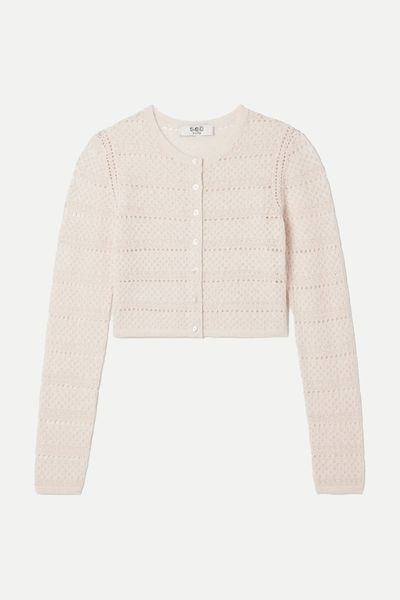 Syble Cropped Pointelle-Knit Merino Wool Cardigan from Sea