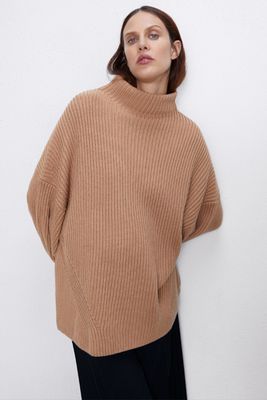 Purl Knit Wool Blend Sweater
