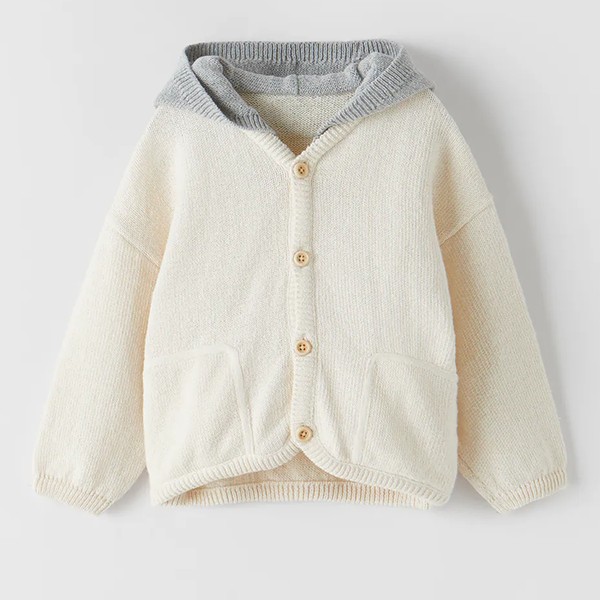 Contrast Knit Cardigan 