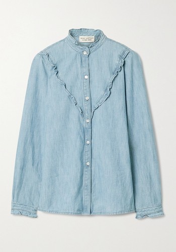 Marcela Ruffled Cotton-Chambray Shirt from Nili Lotan