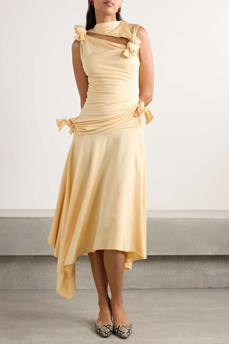 Asymmetric Knotted Cutout Stretch-Crepe Midi Dress from Acne Studios