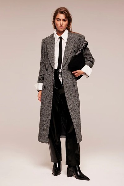 Black Herringbone Coat