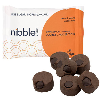 Outrageously Orange Double Choc Brownie Bites from Nibble Protein