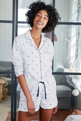 Cotton Flannel Star Print Pyjama Top
