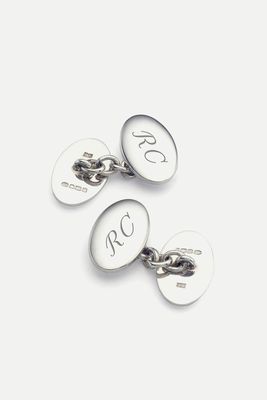 Double Domed Sterling Silver Engraved Cufflinks
