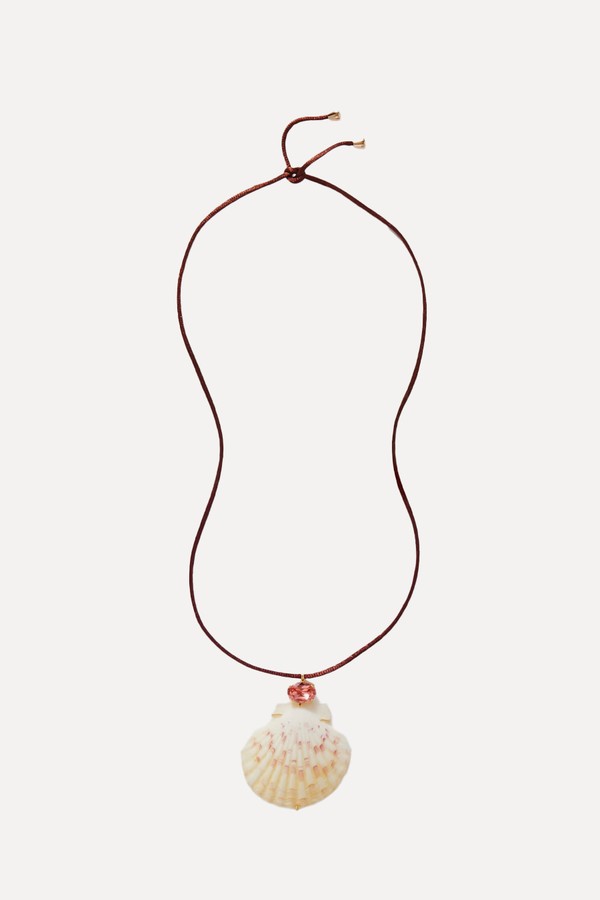 Atrani Gold-Plated, Shell, Crystal & Cord Necklace from Jennifer Behr