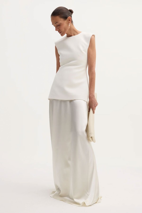 Classic Signature Dress With Satin Silk Skirt from Róhe