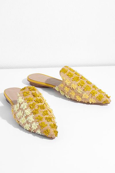 Muhra Raffia Pom Slip Ons