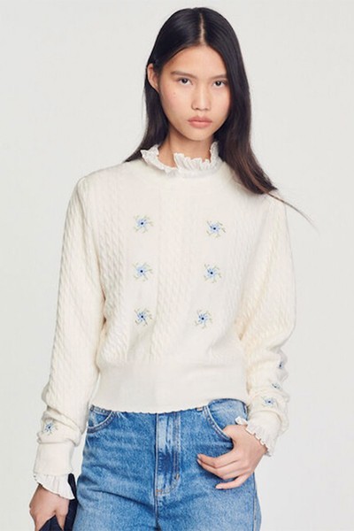 Embroidered Knit Sweater from Sandro