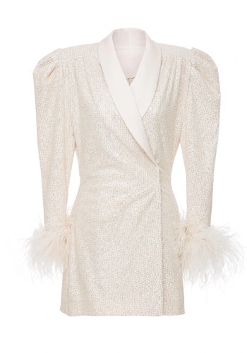 Feather-Trimmed Sequined Mini Dress from Cult Mia