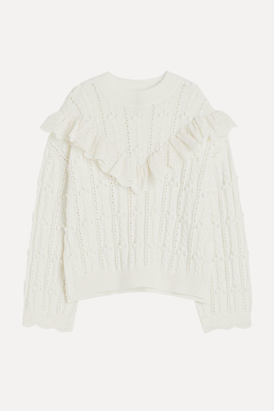Frill Trimmed Textured Knit Jumper  from H&M