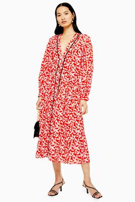 Red Printed Smock Dress from Topshop