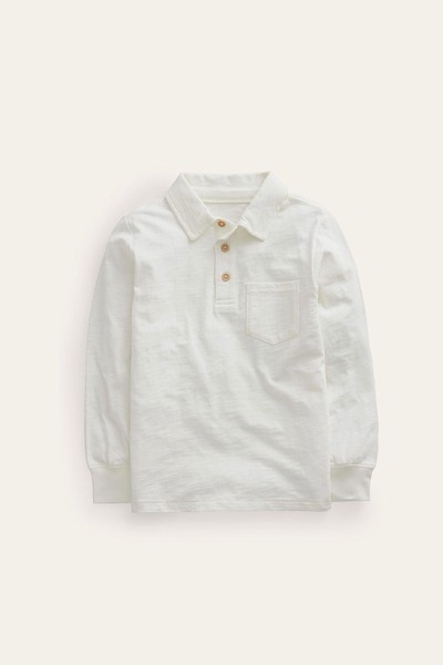 Slubbed Long-Sleeve Polo Shirt