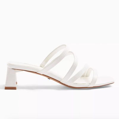 Dixie White Strap Mules