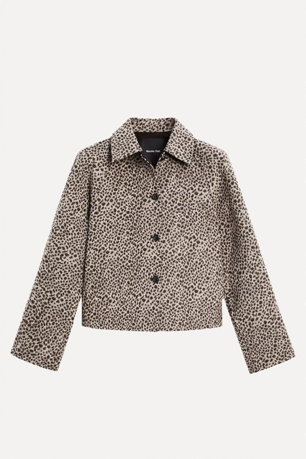 Short Wool Blend Animal Print Coat from Massimo Dutti 