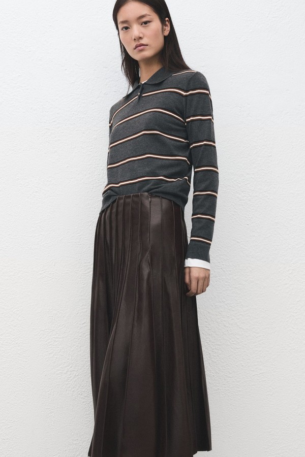 Striped Polo-Neck Sweater 