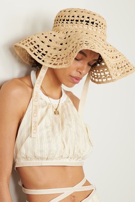 Grosgrain-Trimmed Straw Sunhat from Chloé