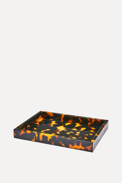 Faux Tortoise Medium Lacquered Serving Tray from Addison Ross