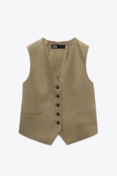 Linen Blend Waistcoat from Zara