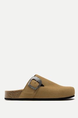 Split Suede Clogs With Buckle from Zara