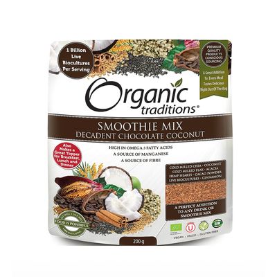 Probiotic Decadent Chocolate Smoothie Mix from Organic Traditions