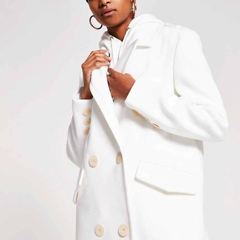 White Long Line Double Breasted Coat, £110