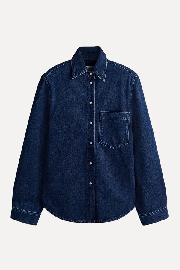 Shoulder-Pad Denim Shirt
