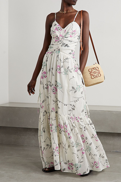 Giana Ruched Tiered Floral-Print Cotton-Voile Maxi Dress from Isabel Marant Étoile