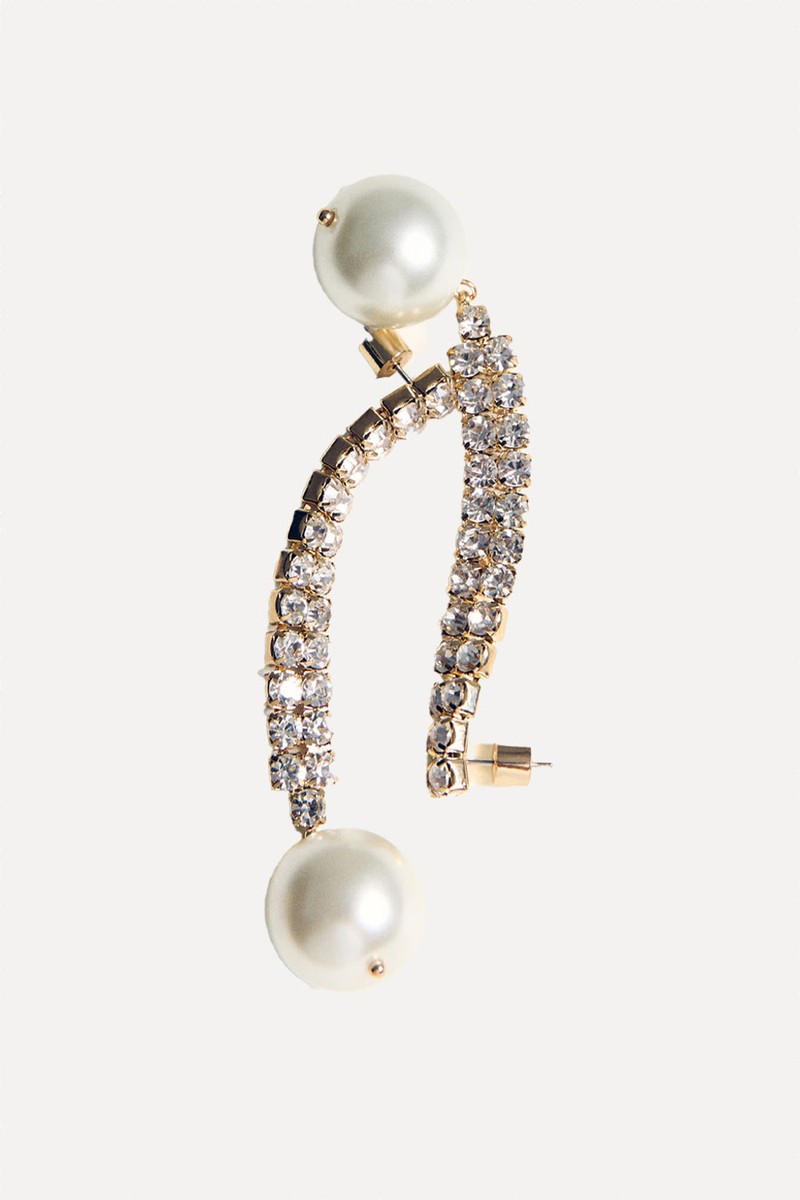 Combined Pearl Drop Earrings from Mango
