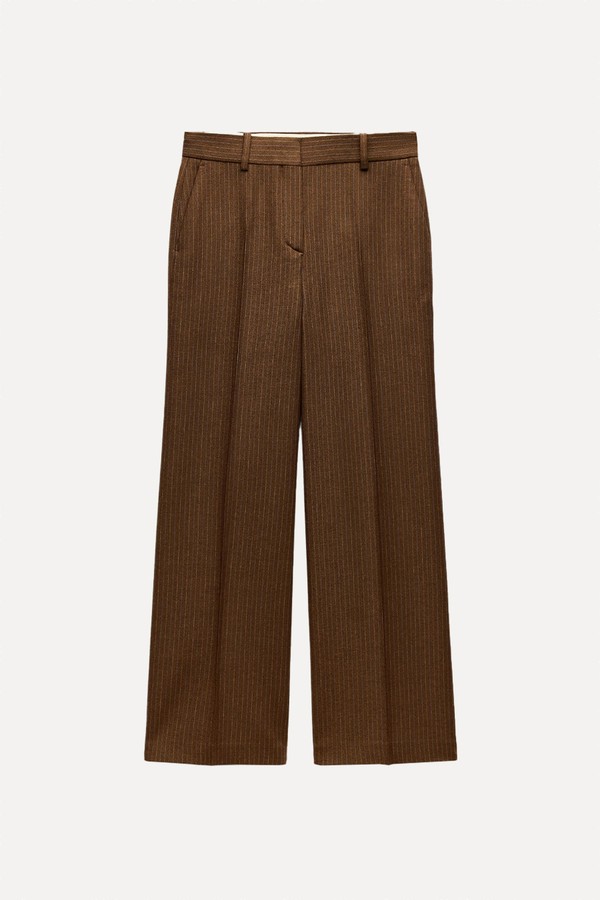 Manteco Wool Wide-Leg Trousers from Zara