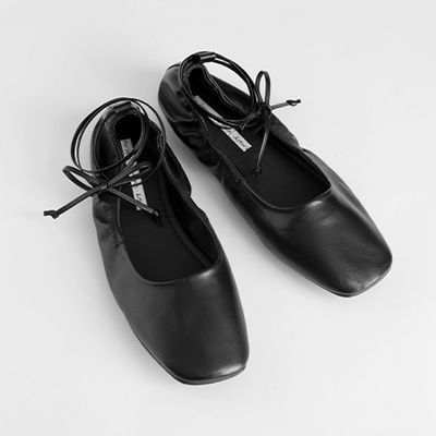 Square Toe Leather Lace Up Flats from & Other Stories