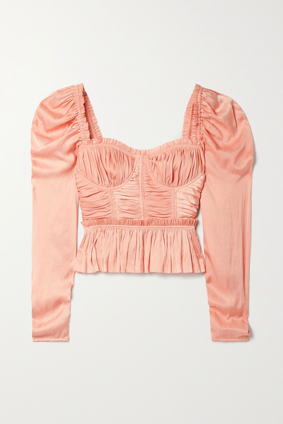 Mia Plissé-Satin Blouse from Ulla Johnson