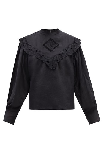 Elija Dolman-Sleeve Linen Blouse