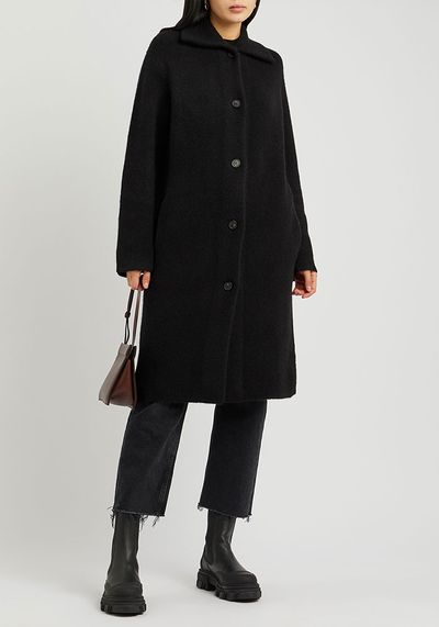 Black Brushed Knit Coat from Vince