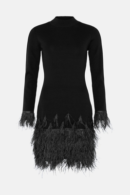Feather Hem Knit Mini Dress from Karen Millen