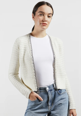 Eloda Boucle Style Cardigan With Chain Detail