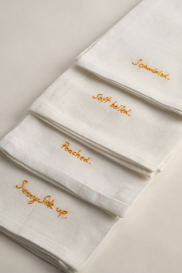Hand Embroidered Egg Style Napkins from La Jambu