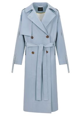 Blue Oversized Tab Sleeve Trench from Palones