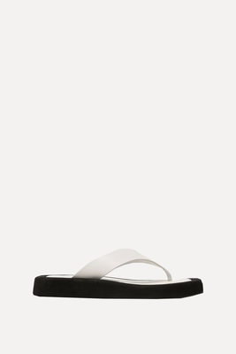 Ginza Two-Tone Leather & Suede Platform Flip Flops from The Row