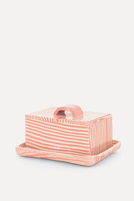Pink Striped Butter Dish from Plop Pottery