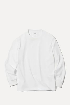 Airism Cotton Long-Sleeved Crew Neck T-Shirt from Uniqlo