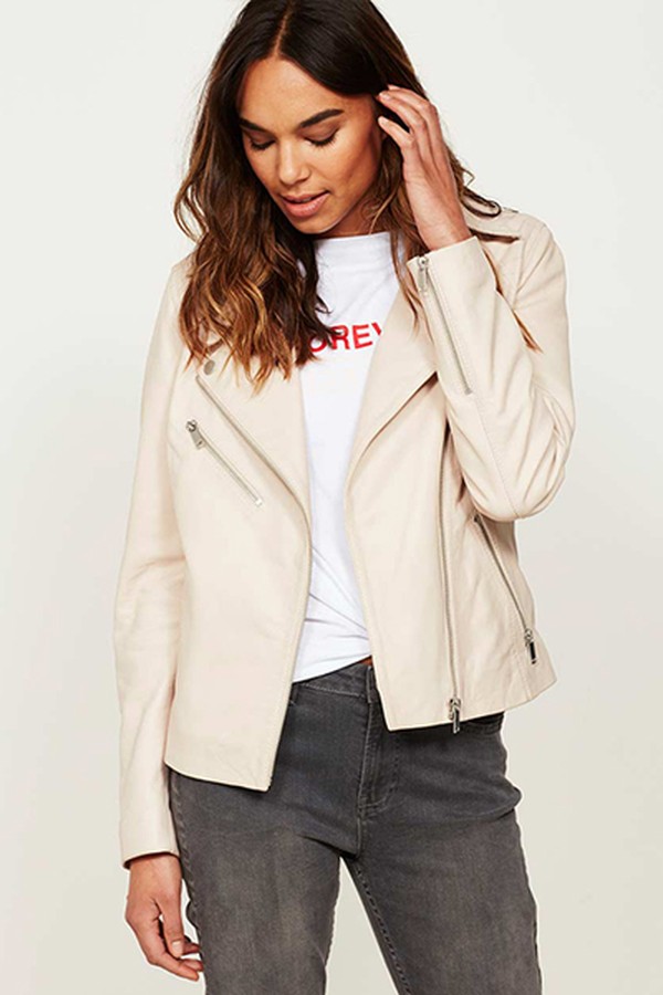 Nude Leather Biker Jacket