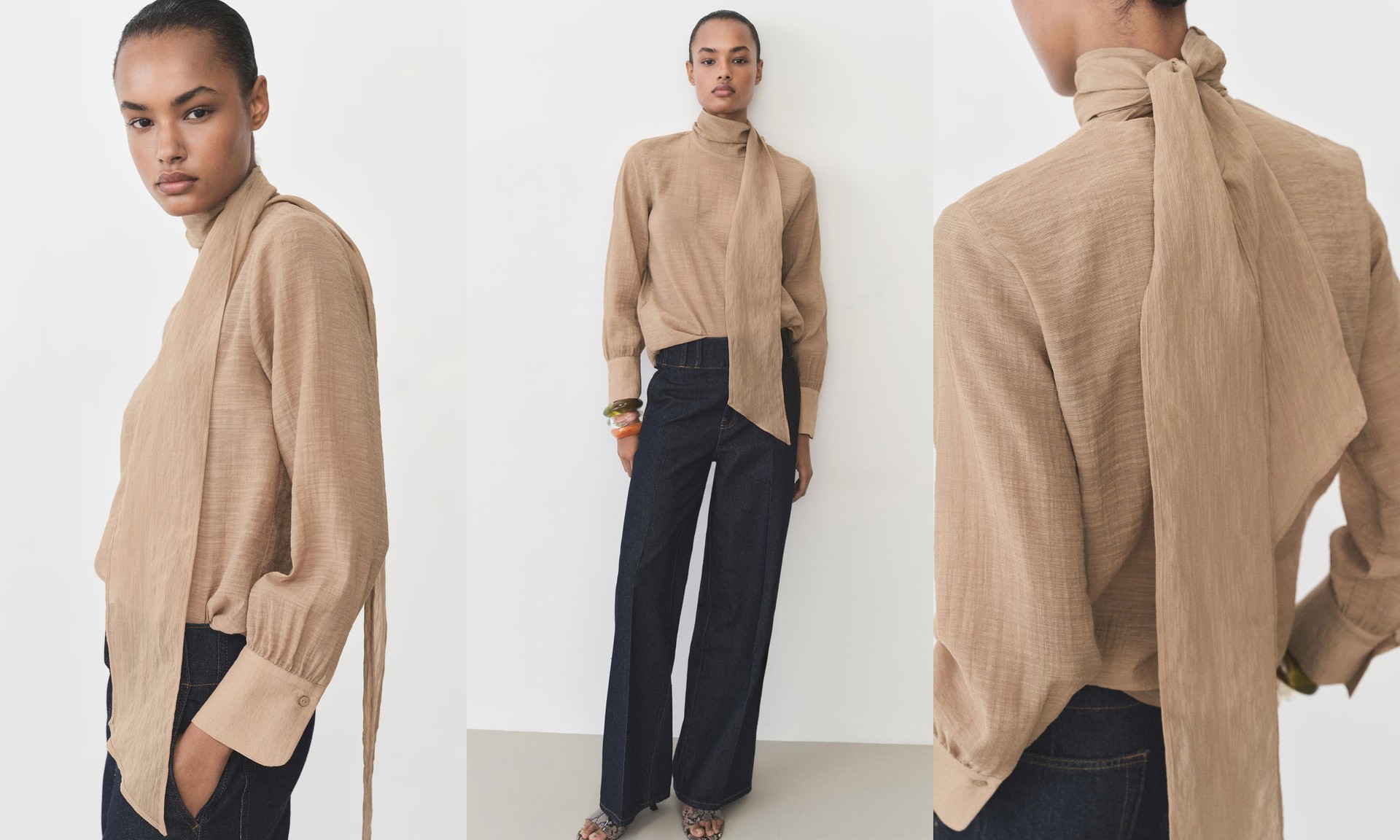  Textured Blouse With Bow