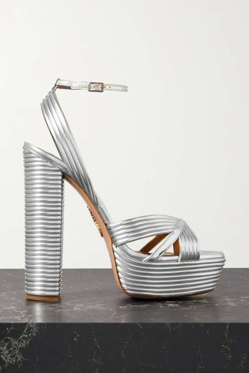 Sundance 140 Metallic Leather Platform Sandals from Aquazzura