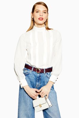 Pleated Button Blouse