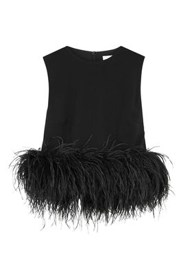 Black Feather Trimmed Top from 16 Arlington
