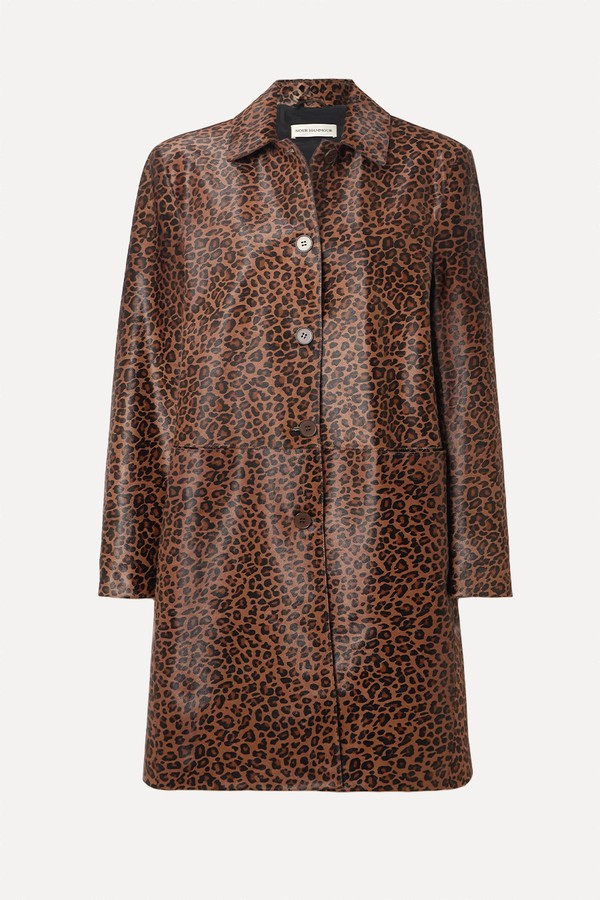 Leopard-Print Calf Hair Coat from Nour Hammour