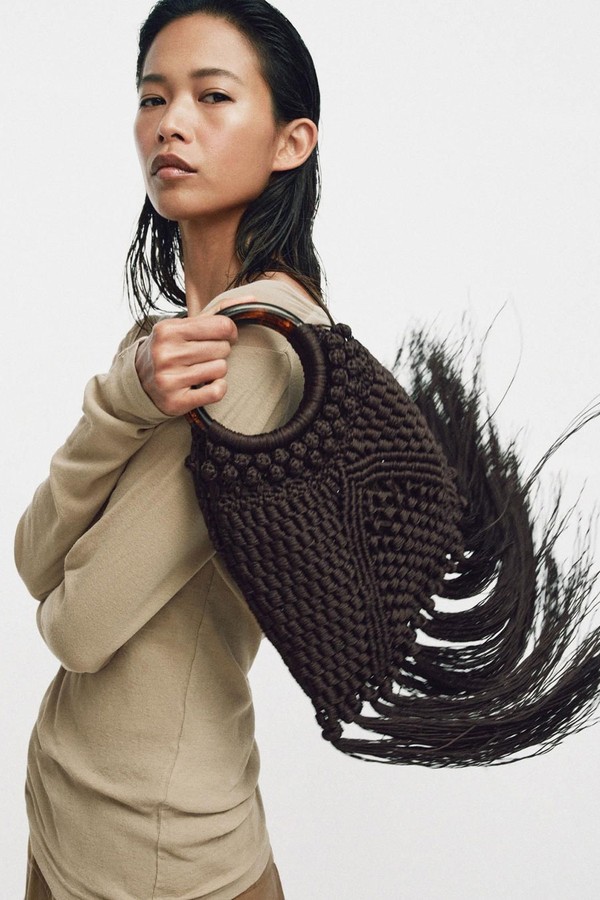 Knotted Fringed Woven Bag from Zara