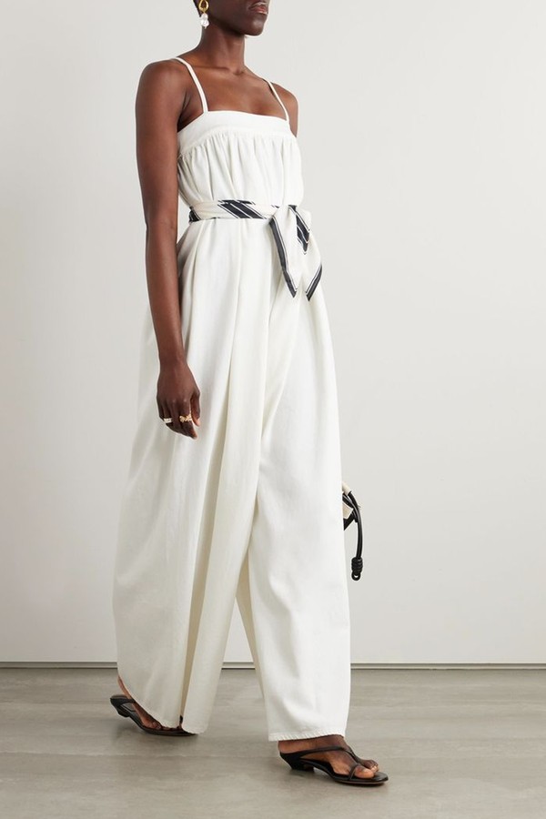 Maude Gathered Denim Jumpsuit