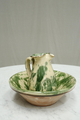 20th Century Green Glazed Jug And Bowl  from Tallboy Interiors 
